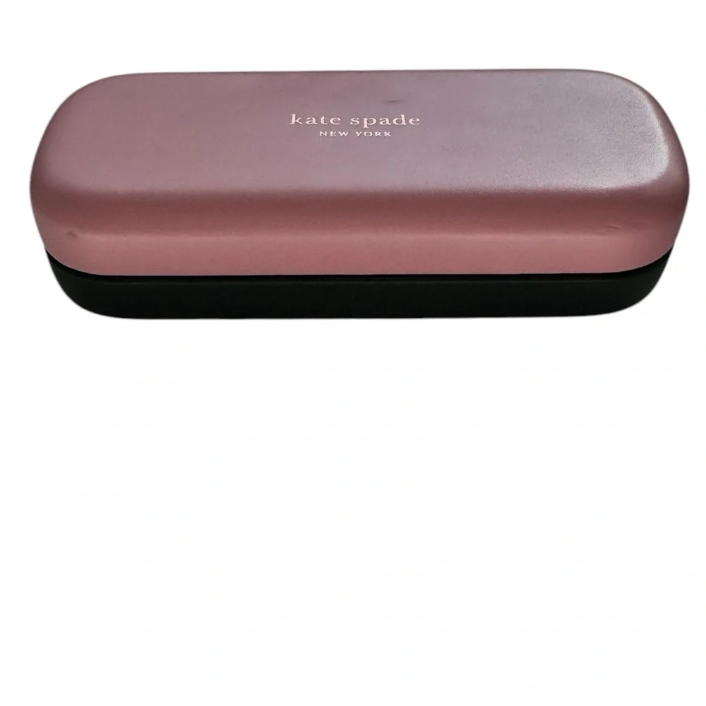 Kate Spade Pink and Green Hard Sunglasses Case with Cleaning Cloth
